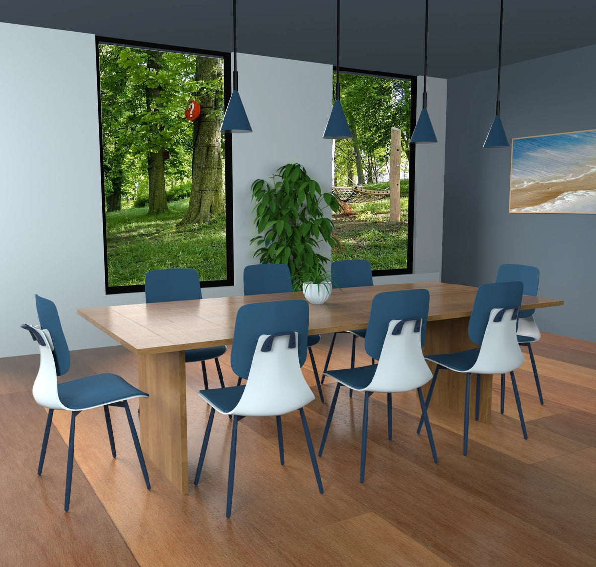 2PCS Blue Chair with Big Backrest W63349